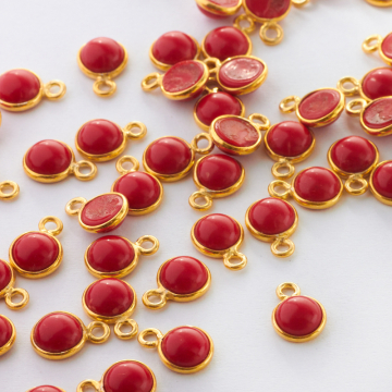 Koral klejony krążek w okuciu zawieszka AG925 6mm