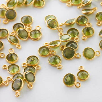 Peridot krążek fasetowany w okuciu zawieszka AG925 3,5mm