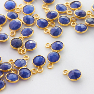 Szafir krążek fasetowany w okuciu zawieszka AG925 6mm