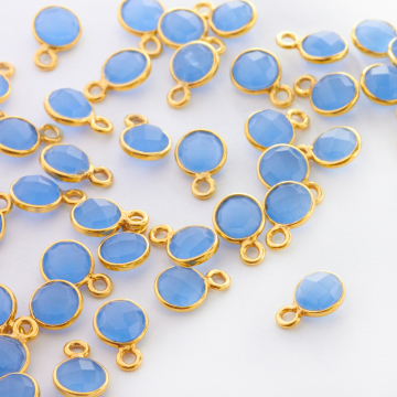 Chalcedon niebieski krążek fasetowany w okuciu zawieszka AG925 6mm