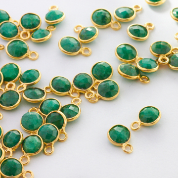 Nefryt krążek fasetowany w okuciu zawieszka AG925 6mm