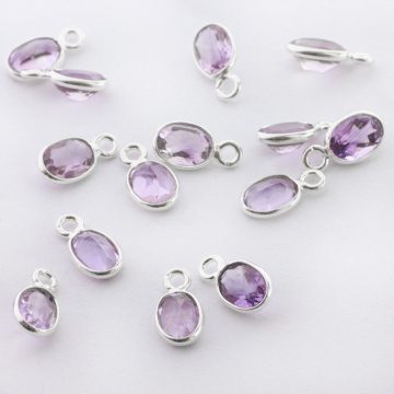 Ametryn owal fasetowany w okuciu zawieszka AG925 6mm