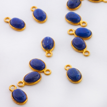 Lapis lazuli owal w okuciu zawieszka AG925 7mm