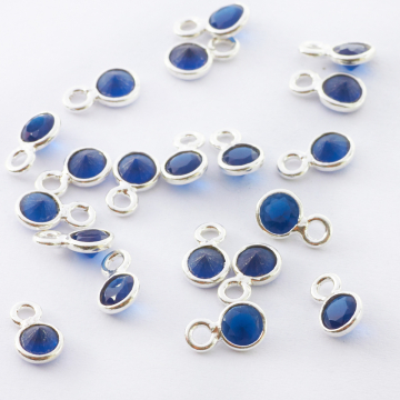 Szafir krążek fasetowany w okuciu zawieszka AG925 4mm