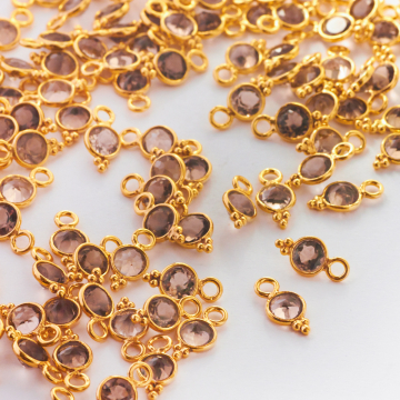 Kwarc dymny w okuciu zawieszka pozłacana AG925 10mm