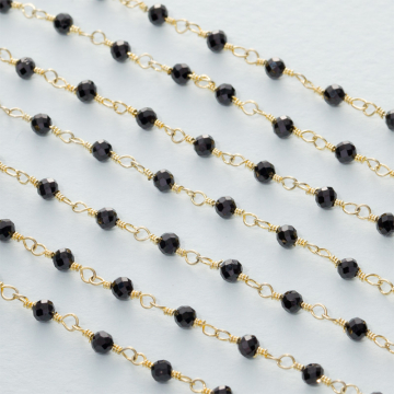 Łańcuch srebrny AG925 pozłacany ze spinelem fasetowanym 3mm