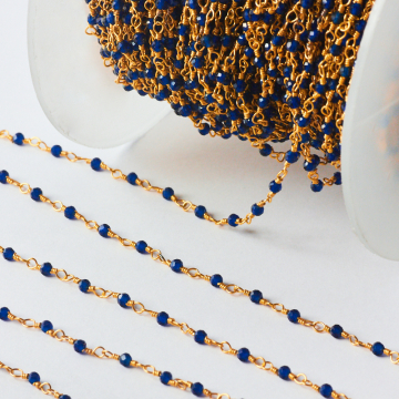 Srebrny łańcuch z szfirem klarowanym 2,5mm AG925