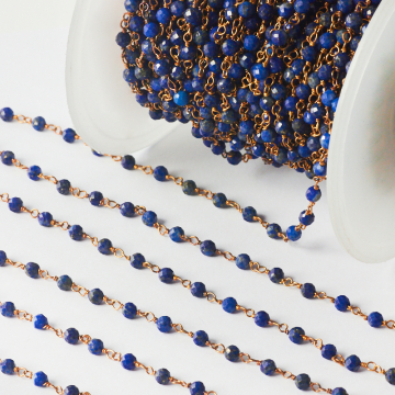 Srebrny łańcuch z lapis lazuli 3mm AG925