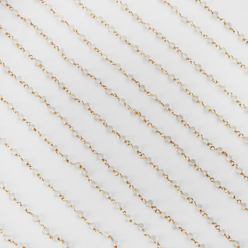 Srebrny łańcuch z kryształem górskim 3.5mm AG925 pozłacany 3,5mm