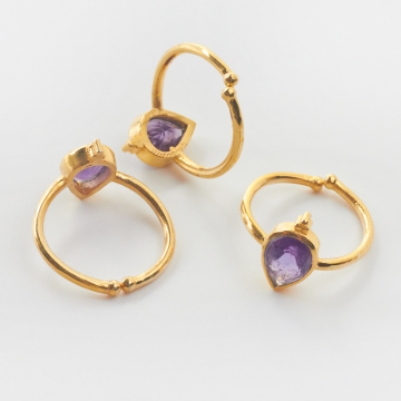 Pierścionek regulowany z ametystem pozłacany AG925 20mm