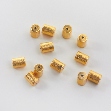 Srebrny walec satynowy pozłacany AG925 8x6mm