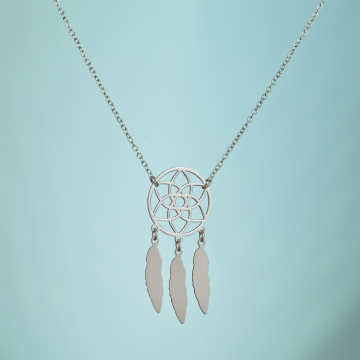 Srebrny rodowany naszyjnik łapacz snów,  AG925 44cm