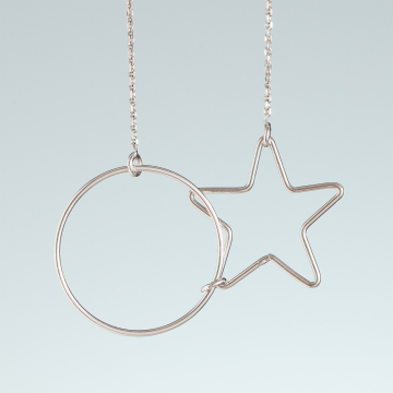 Srebrny rodowany naszyjnik koło i gwiazda,  AG925 47cm