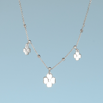 Srebrny, rodowany naszyjnik trzy koniczynki,  AG925 30-40cm