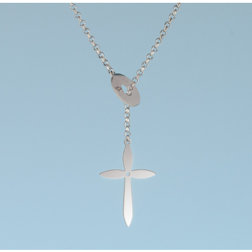 Srebrny, rodowany naszyjnik kółko i krzyżyk,  AG925