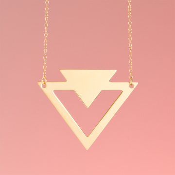 Srebrny, pozłacany naszyjnik dwa trójkąty,  AG925 46cm