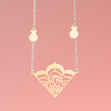 Srebrny rodowany naszyjnik z pozłacanym wachlarzem,  AG925 46cm