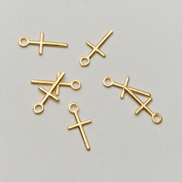 Srebrna zawieszka krzyż prosty AG925 pozłacana 15,5mm