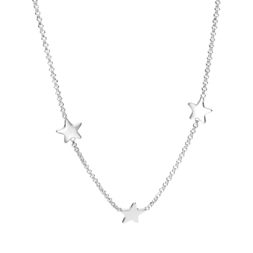 Naszyjnik rodowany z trzema gwiazdkami AG925