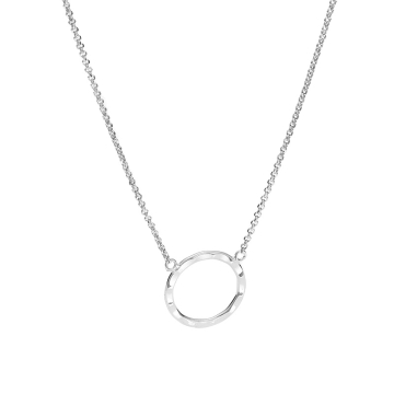 Naszyjnik z kółkiem młotkowanym rodowanym AG925