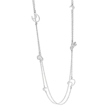Naszyjnik długi rodowany z zawieszkami AG925