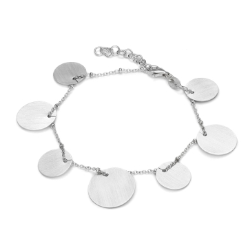 Bransoletka rodowana z kółkami satynowymi AG925