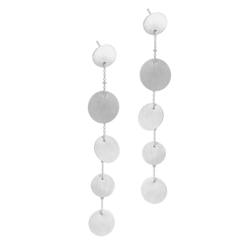 Kolczyki wiszące rodowane z kółkami satynowymi AG925