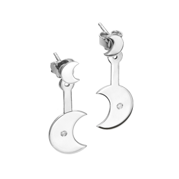 Kolczyki rodowane księżyc z cyrkonią AG925