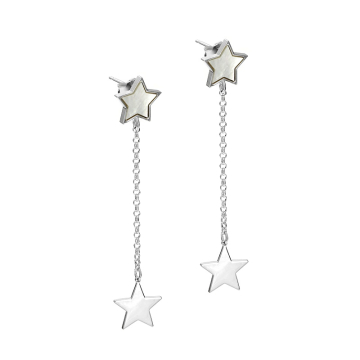 Kolczyki rodowane gwiazdki emaliowane AG925