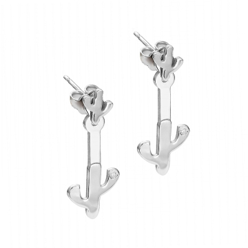 Kolczyki rodowane kaktus z cyrkonią AG925