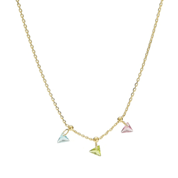 Naszyjnik złocony z trójkącikami kolorowymi AG925