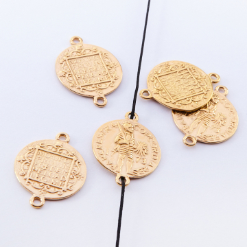 Srebrna moneta łącznik wojownik pozłacany 15mm