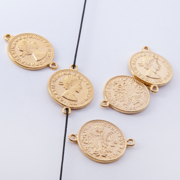 Srebrna moneta łącznik Elżbieta II Dei Gratia Regina pozłacana 17mm