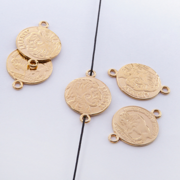 Srebrna moneta łącznik Liberty pozłacana 16mm