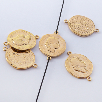 Srebrna moneta antyczna łącznik pozłacany 16mm