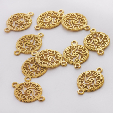 Srebrny łącznik kółko ażurowe AG925 pozłacany 14mm