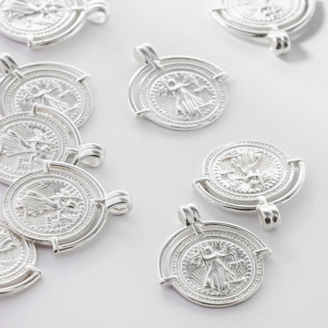 Srebrna zawieszka moneta z ramką AG925 22mm