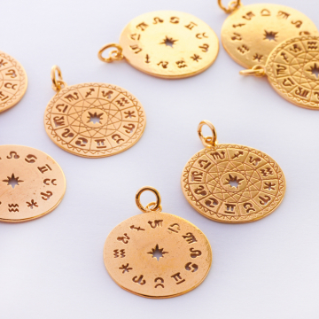 Srebrna zawieszka tarcza znaków zodiaku AG925 pozłacana 19mm