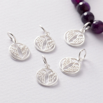 Srebrna zawieszka skrzydła anioła w kółku AG925 11,5mm