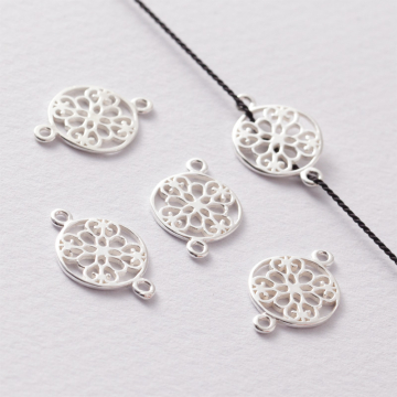 Srebrny łącznik do bransoletek kółko ażurowe AG925 18x12mm