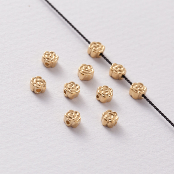 Srebrna pozłacana przekładka koralik róża mini AG925 5mm