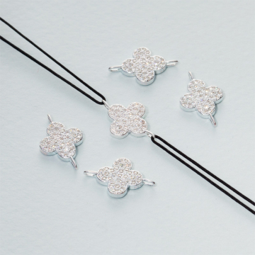 Łącznik z cyrkoniami kwiatek AG925 15x10mm