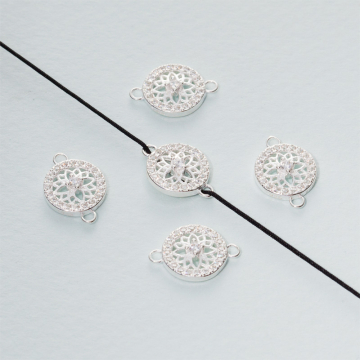 Łącznik z cyrkoniami kółko AG925 9x14mm