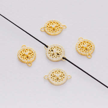 Łącznik z cyrkoniami kółko AG925 pozłacany 9x14mm