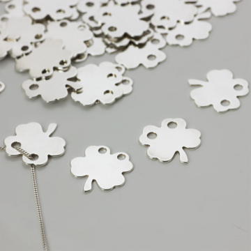 Srebrna blaszka celebrytka koniczynka z dwoma oczkami 15x14mm AG925