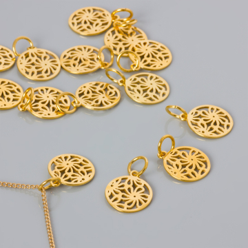 Srebrna blaszka ażurowa kwiaty polne AG925 14mm