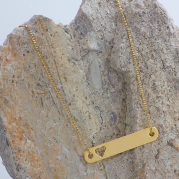 Zawieszka celebrytka prostokąt z sercem złoty 30x55mm