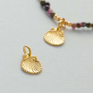 Srebrna zawieszka do bransoletek muszelka AG925 pozłacana 16x12mm