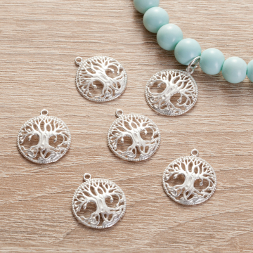 Srebrna zawieszka drzewo rodzinne wypukłe AG925 17mm