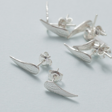 Kolczyki skrzydła pełne AG925 srebrny 15mm